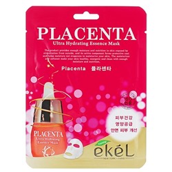 Антивозрастная тканевая маска с плацентой Ekel Ultra Hydrating Essence Mask Placenta, 25 мл