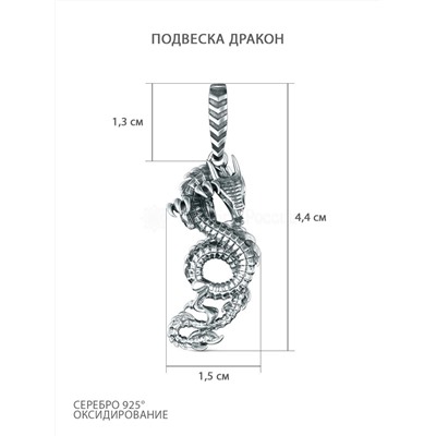 Подвеска из чернёного серебра - Дракон ПДр-006о