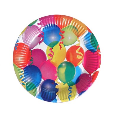 Набор бумажной посуды одноразовый Праздник. Воздушные шары и серпантин»: 6 стаканов, 6 тарелок
