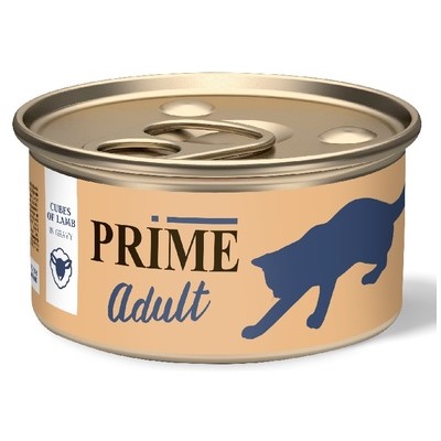 PRIME Консервы в соусе для кошек, ягненок, 75г