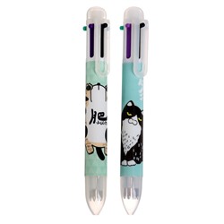 Ручка шариковая автоматическая 6-ти цветная Кошки МИКС (штрихкод на штуке)