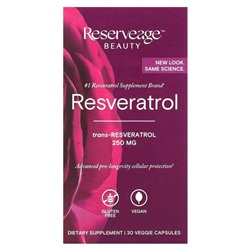 Reserveage Nutrition, Ресвератрол, 250 мг, 30 растительных капсул