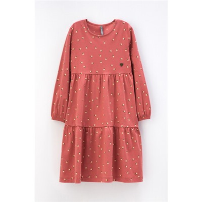 Платье  для девочки  КР 5770/пыльный кедр,маленькие желуди к401