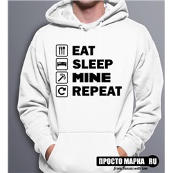 Толстовка с капюшоном МАЙНКРАФТ EAT SLEEP MINE REPEAT