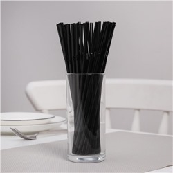 Трубочки одноразовые для коктейля Доляна, 0,5×21 см, 250 шт, с гофрой, цвет чёрный