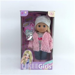 Кукла 25см закрывает глазки, в зимней одежде LIKEE GIRL в кор.24шт