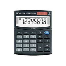 Калькулятор Skainer SK-308II мал. наст. (пл., 8 разрд., 2 пит., чер. 100*124*32 мм)