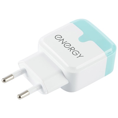 Сетевое зарядное устройство Energy ET-33, 2 USB разъёма, 2,1А, цвет - белый