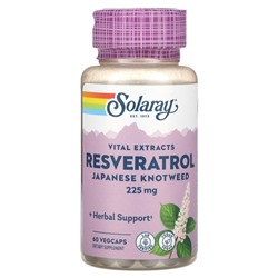Solaray, Vital Extracts, ресвератрол японского спорыша, 225 мг, 60 растительных капсул
