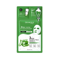 Трехступенчатая система ухода за кожей лица с экстрактом алоэ Bioaqua Aloу vera Anti aging Soothig Mask, 0,8 мл/0,8 гр/25 гр