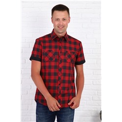 Мужская рубашка с воротником 57041 Черно-красный