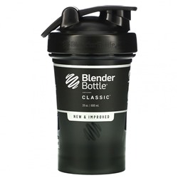 Blender Bottle, Classic With Loop, классический шейкер с петелькой, черный 600 мл (20 унций)