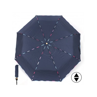 Зонт женский ТриСлона-L 3807 B,  R=58см,  суперавт;  8спиц,  3слож,  полиэстер,  синий 228788