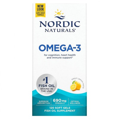 Nordic Naturals, омега-3, со вкусом лимона, 345 мг, 120 капсул