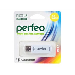 Флеш-диск Perfeo USB 32GB C06 White  PF-C06W032