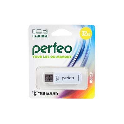 Флеш-диск Perfeo USB 32GB C06 White  PF-C06W032