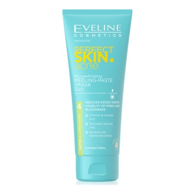 Паста-пилинг Eveline Perfect Skin Acne, с микроотшелушевающим эффектом, 75 мл