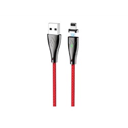 Дата-кабель USB 3.0A для Lightning 8-pin MAGNETIC Hoco U75 нейлон 1.2м (Red)
