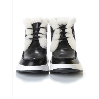 11-P5 BLACK Ботинки зимние женские (натуральная кожа, нат. мех и шерсть)