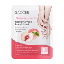 Увлажняющие маски-перчатки для рук с экстрактом персика и никотинамида SADOER Honey peach Nicotinamide Hand Mask, 35 гр