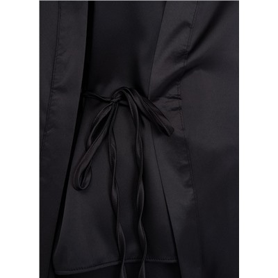 Женский черный сатиновый халат