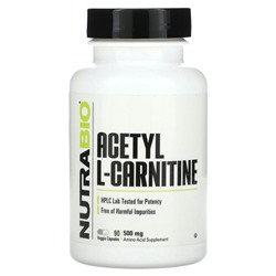 Nutrabio Labs, Ацетил L-карнитин, 500 мг, 90 растительных капсул