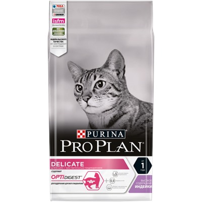 Pro Plan Delicate Opti Digest для кошек с чувствительной кожей и пищеварением, индейка