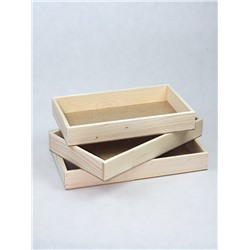 Ящик деревянный набор из 3шт 35х22х5см, 33х19,5х5см, 31х17,5х5см, натуральный
