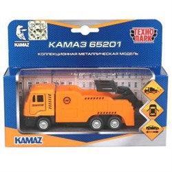 Машина металл KAMAZ kamaz 65201 ЭВАКУАТОР 12 см, дв., подв.дет.,инерц., кор. Технопарк в кор.2*24шт