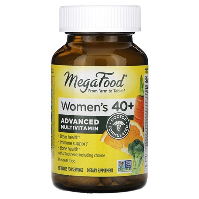 MegaFood, мультивитамины для женщин от 40 лет, 60 таблеток
