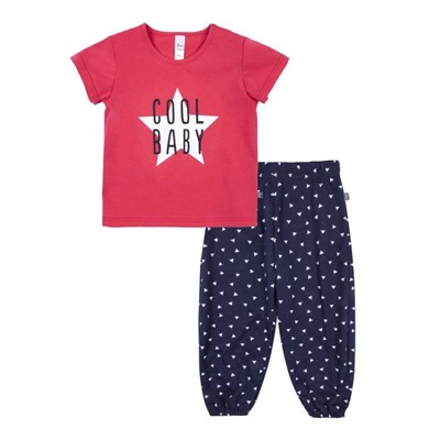 Комплект для мальчика: футболка и брюки «Солнышко», рост 80 см, цвет красно-синий