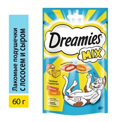 Лакомство Dreamies для кошек, лосось/сыр, 60 г