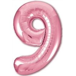 Шар Цифра "9" Slim, Розовый 40''/102 см