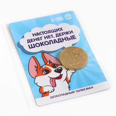 Шоколадная монета «Шоколадные деньги» на подложке, 6 г.