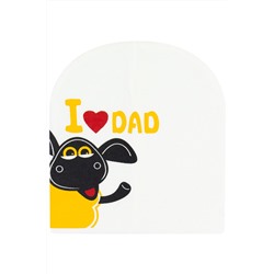 30113 Шапка двойная "I LOVE DAD" цв. белый