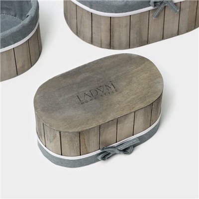 Набор интерьерных корзин ручной работы LaDо́m, овальные, 3 шт, размер: 20×11×9 см, 23×15×10 см, 28×19×11 см