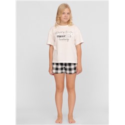 CSJG 50099-21 Комплект для девочки (футболка, шорты),экрю
