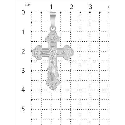 Крест из серебра родированный - 3,4 см 925 пробы Кр1-039р
