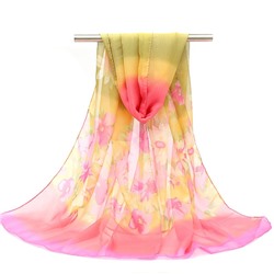 Предзаказ!!! Шифоновый шарф узор розовые цветы розовый кант