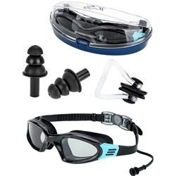 Очки для плавания с зажимом для носа и берушами (ДО-8076) черные