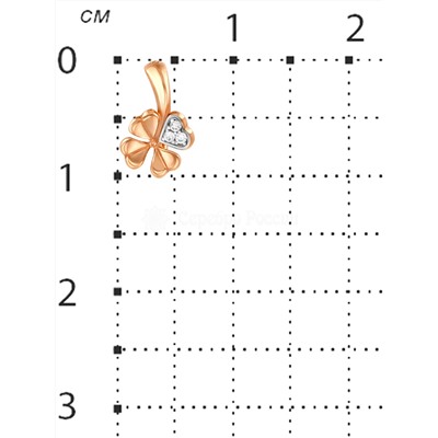 Подвеска из золочёного серебра с фианитами - Четырехлистник, 1 см 925 пробы п3-457з200