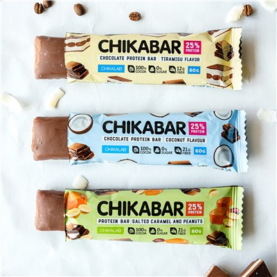Протеиновый батончик Chikalab – Chikabar - Ассорти в молочном шоколаде (20 шт.)