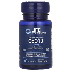 Life Extension, суперубихинол коэнзим Q10 с улучшенной поддержкой митохондрий, 100 мг, 60 мягких таблеток
