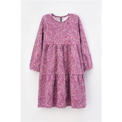 Платье  для девочки  КР 5770/насыщенная клюква,осенний сад к405