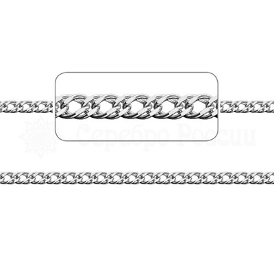 Цепь из серебра Двойной ромб родированная, 60 см, сечение проволоки 0,5 мм. 81050050160