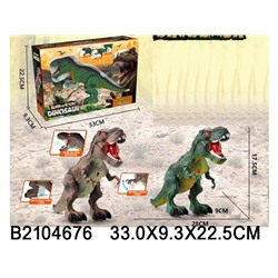 Динозавр на батар. "Тиранозавр" (2104676) свет, звук, подвижные части, в коробке 33*22,5см