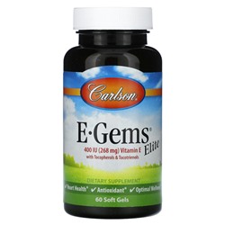 Carlson, E-Gems Elite, 400 МЕ (268 мг), 60 мягких таблеток