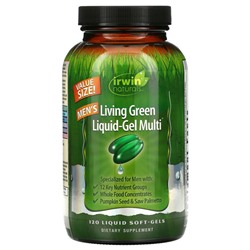 Irwin Naturals, Men's Living Green Liquid-Gel Multi, 120 жидких гелевых капсул