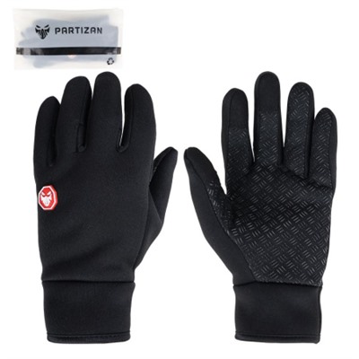 Велосипедные перчатки PARTIZAN теплые осень/зима /A0021 / Размер L / Цвет: Черные /уп 100/