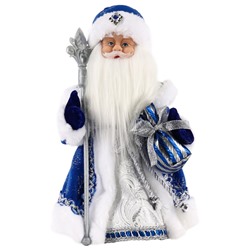 Дед Мороз 30см в синей шубе, с мешком (Т-5548) музыкальный